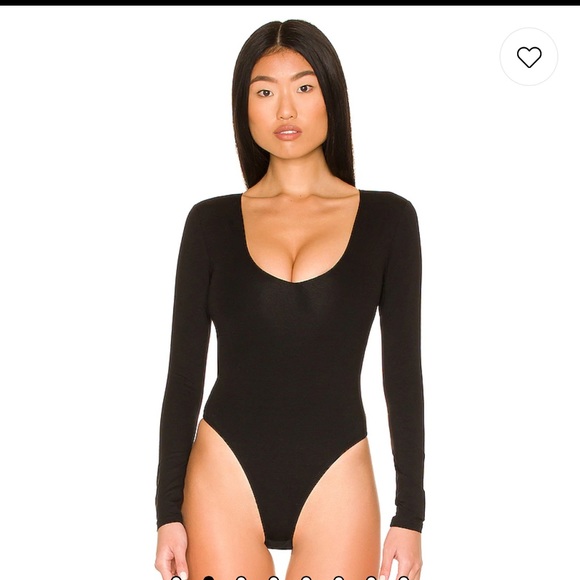 Tops - All The Way Deep V Neck Bodysuit in Black